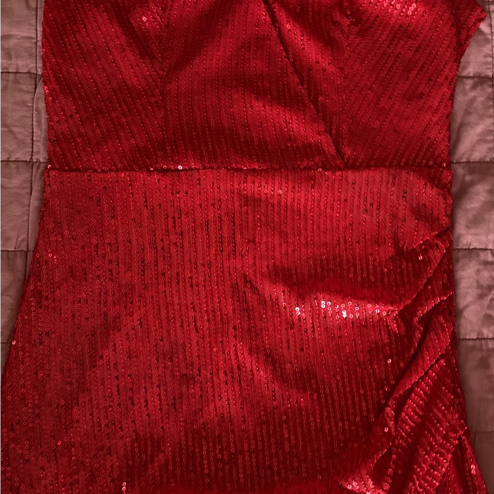 Red Sequin Mini Dress - Unbranded